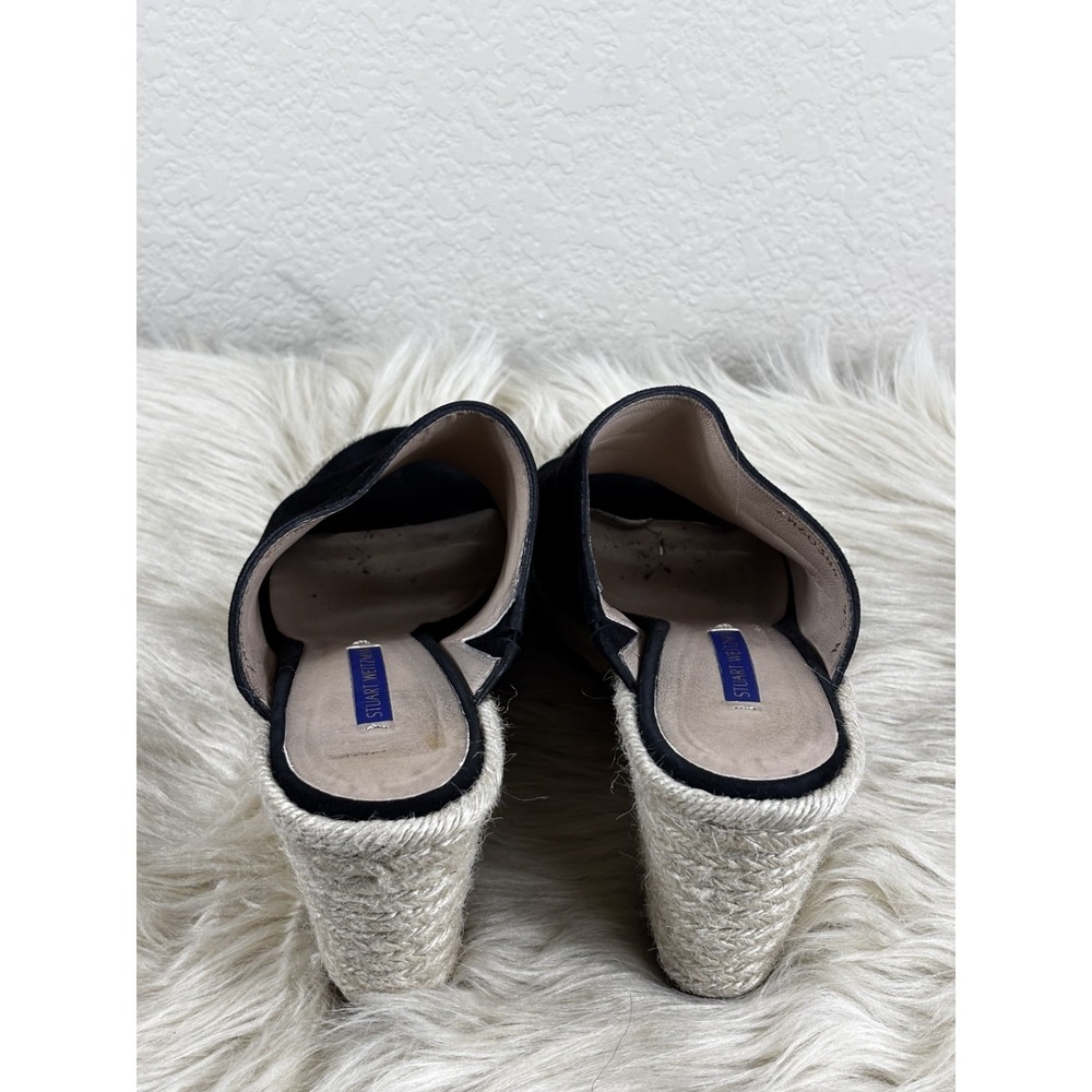 Stuart Weitzman Marabella Wedge Mules Women's 9.5 Black Suede Espadrille - Picture 4 of 8